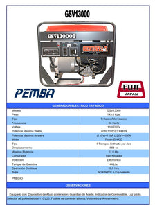 FICHA TECNICA GSV13000